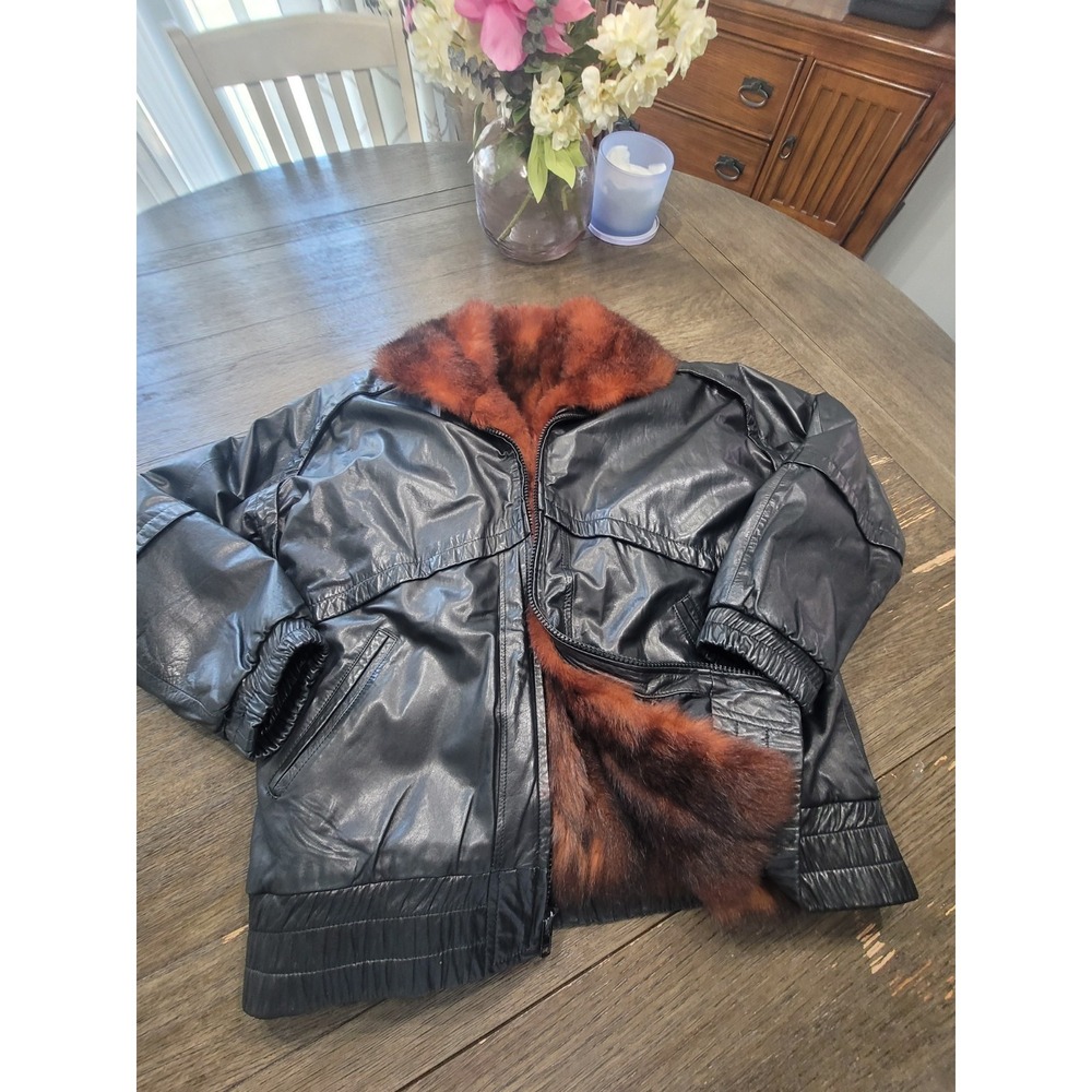 Vintage MEMBERS ONLY Style FUR COLLAR AVIATOR Bomber Jacket Flight Med Coat 80s